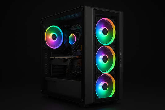 Gaming computer with black background